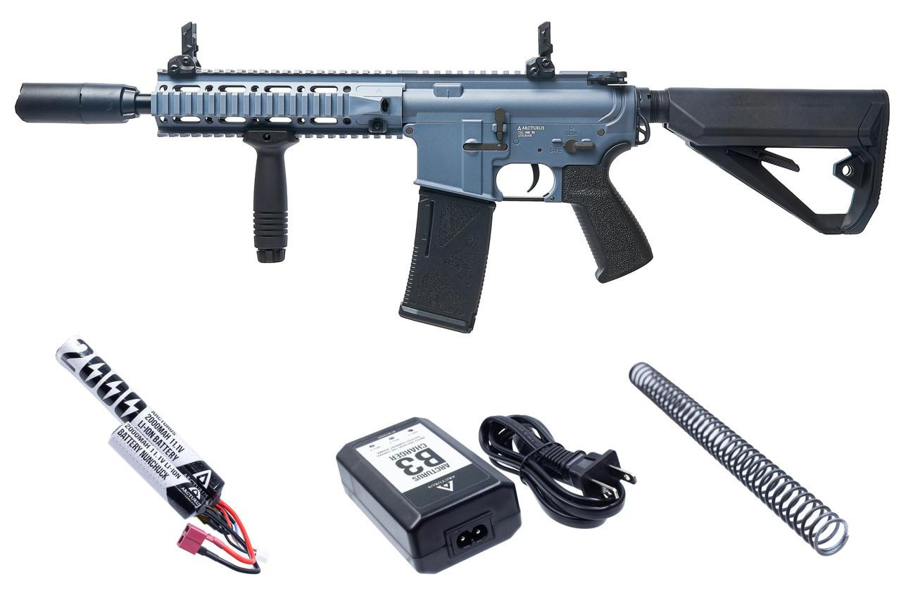 Arcturus LWT MK-II CQB 10" AEG Sport Airsoft Rifle Starter Pack, Gray/Black