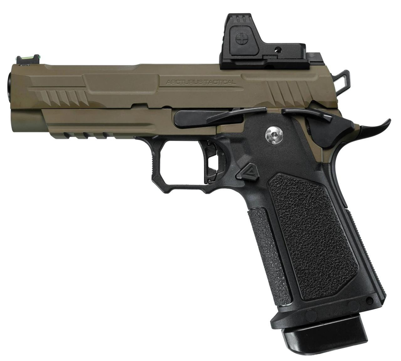 ARCTURUS Vanguard 4.3" Hi-Capa GBB Airsoft Pistol w/ Optics Ready Slide & ARS-1 Red Dot Combo, Black
