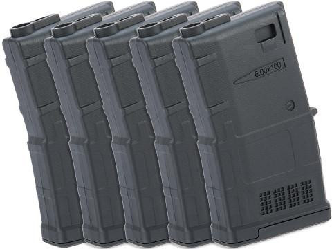 ARES AMAG 100rd Mid-Cap M4 Magazine, 5 Pack, Black