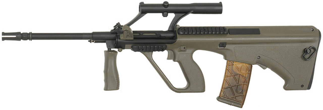 Army Armament Polymer AUG AEG Airsoft Rifle w/ Scope, OD Green