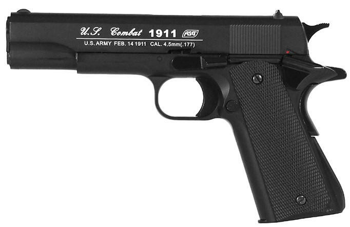 ASG 1911 US-C .177 Cal CO2 Blowback Airgun Pistol, Black