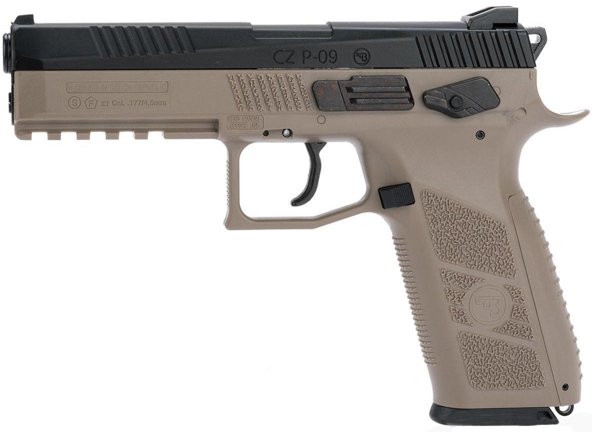 ASG Licensed CZ P-09 .177 CO2 Blowback Air Pistol, Dark Earth/Black
