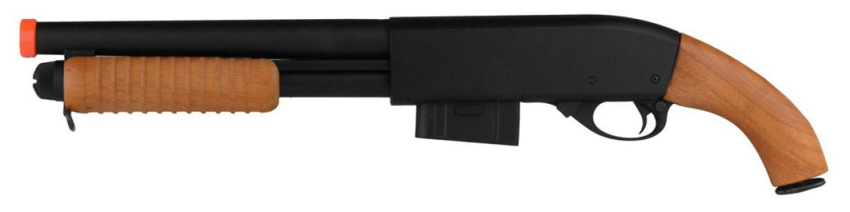 Atlas Custom Works 870 Pump Action Metal Airsoft Sawed-Off Shotgun, Real Wood