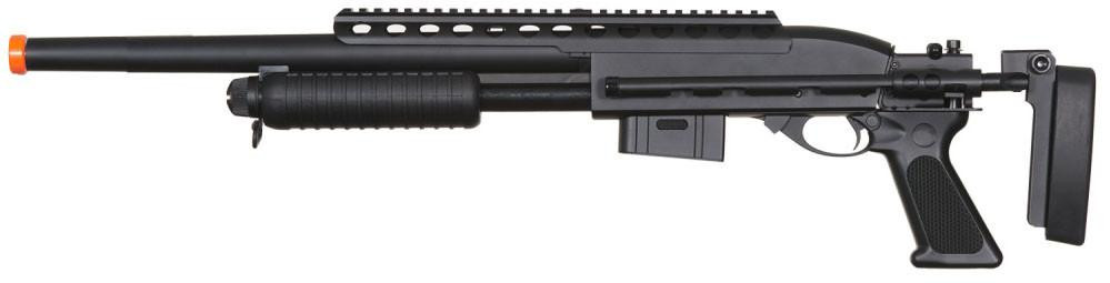 Atlas Custom Works Bravo Full Metal M870 Tactical Tac Shot Airsoft Shotgun, Black
