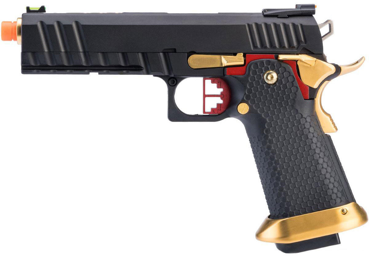 AW Custom "ACE Competitor" CO2 Blowback Hi-CAPA Airsoft Pistol, Black/Red