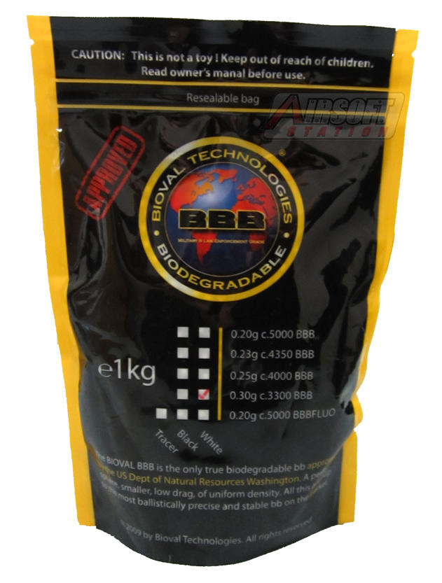 Bioval 0.30g Biodegradable Airsoft BBs, 3300 Ct