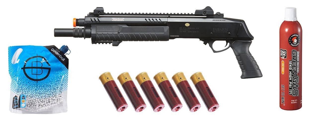 BO Manufacture REP FABARM STF12 Short 11" Pump Action Gas Airsoft Shotgun w/ Green Gas & Shell Combo