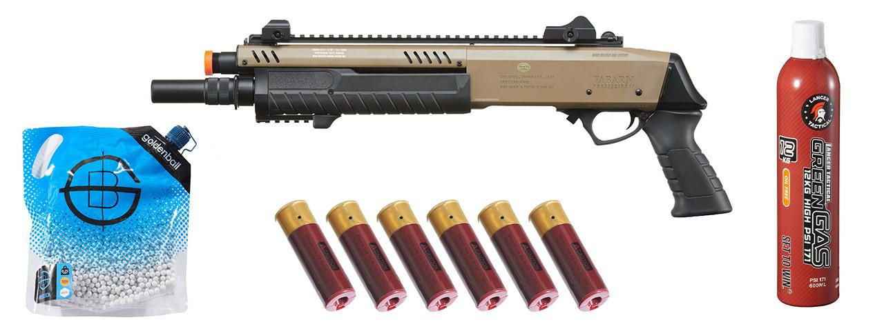 BO Manufacture REP FABARM STF12 Short 11" Pump Action Gas Airsoft Shotgun w/ Green Gas & Shell Combo