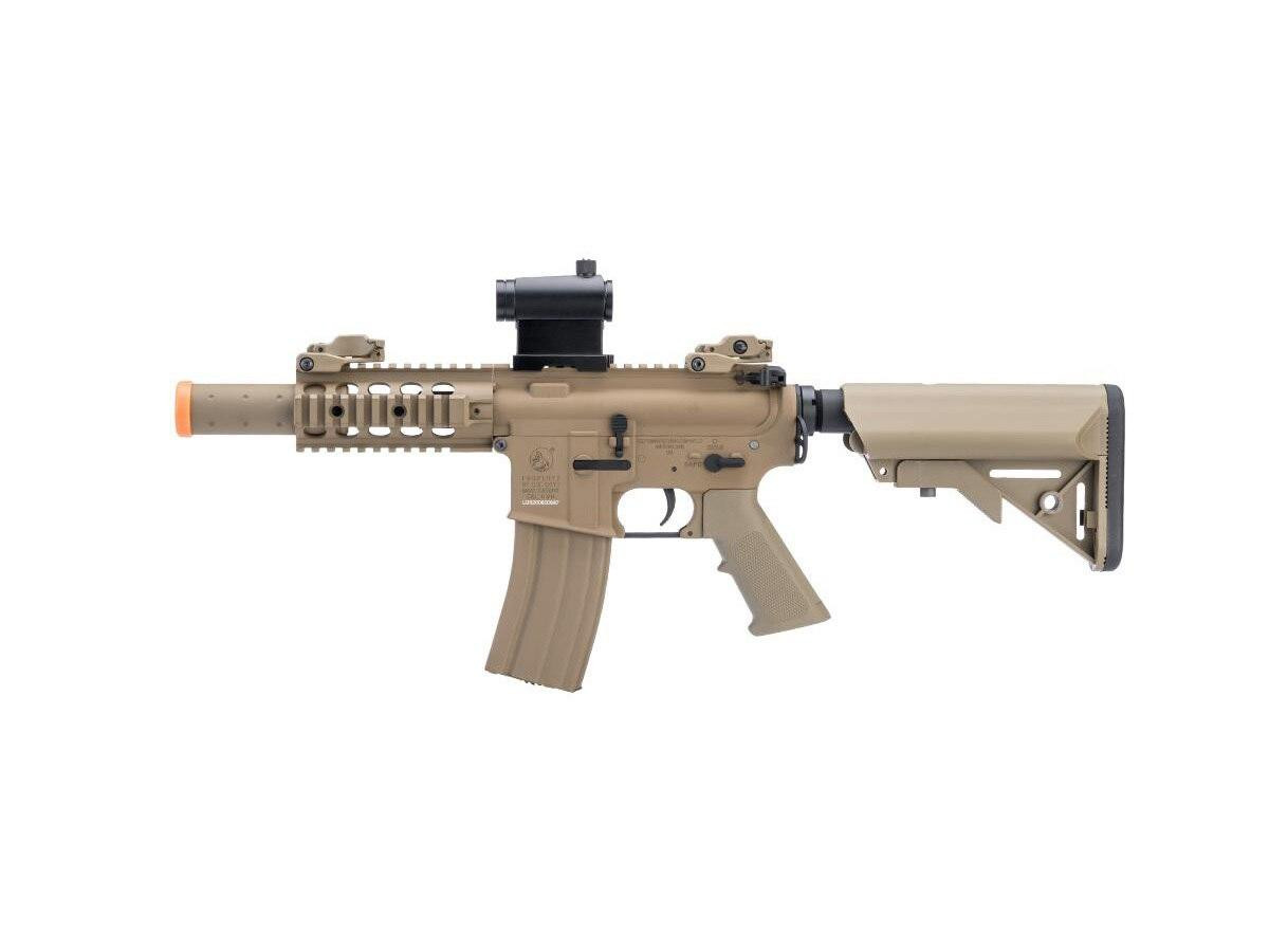 Colt Licensed Elite Line M4 SBR w/ 5" Quadrail M4 AEG Airsoft Rifle by Cybergun, Tan