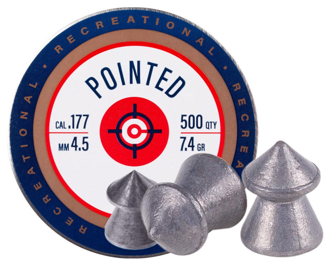 Crosman Field Hunting .177 Cal 7.4 Grains Pointed Pellets, 500ct, Silver