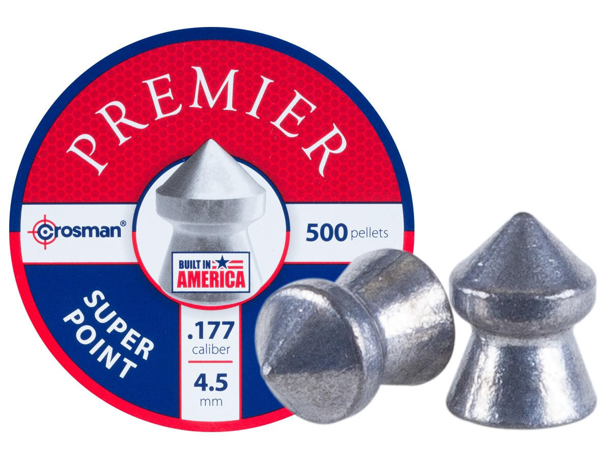 Crosman Premier Super Point .177 Cal 7.9 Grains Pointed Pellets, 500ct, Silver
