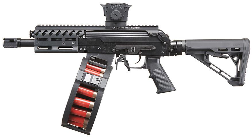 Custom Tokyo Marui CHERNOBOG SAIGA-12 SBS Tri-Shot GBB Airsoft Shotgun, Black