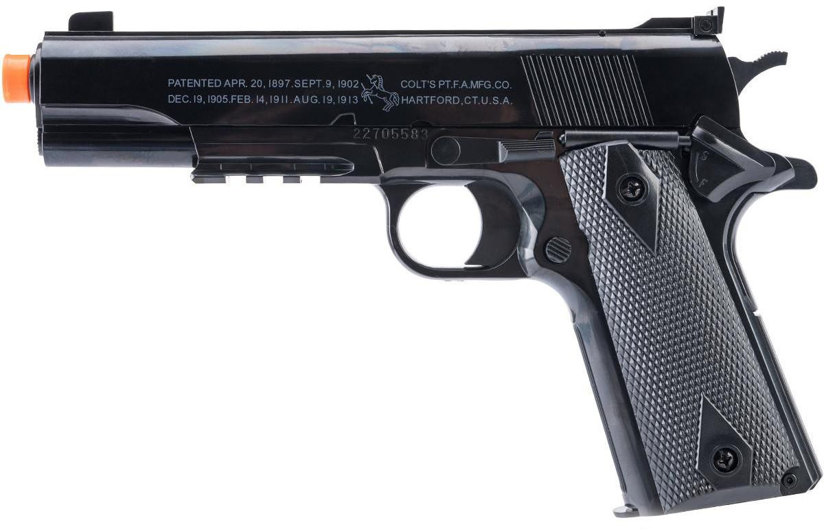 Cybergun Colt M1911A1 Full Size Spring Airsoft Pistol w/ Extra Mag, Black