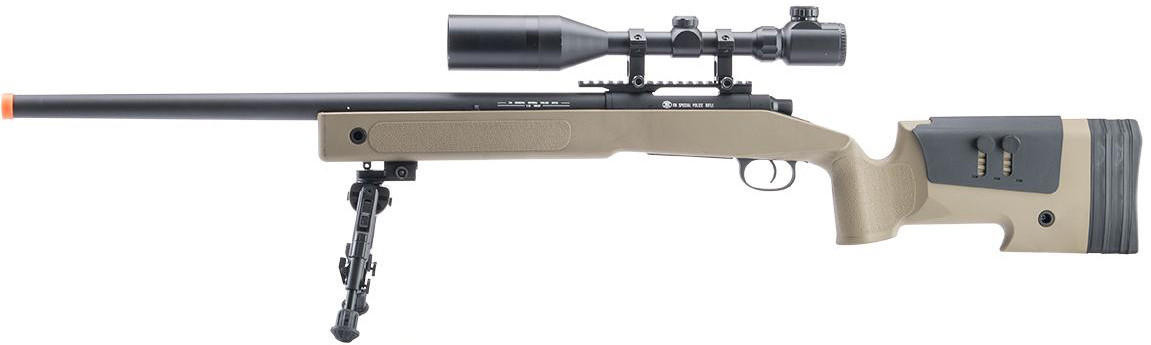 Cybergun FN Herstal Licensed SPR A5M High Power Airsoft Sniper Rifle, Desert Tan