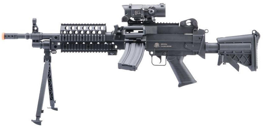 Cybergun FN Herstal M249 Featherweight Airsoft Machine Gun, Black