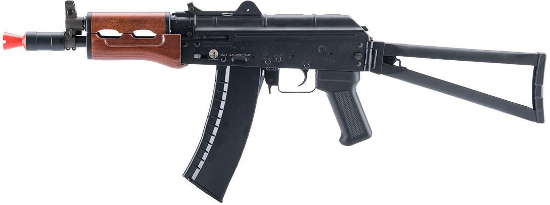 Cybergun ICS Kalashnikov Licensed AKS-74U Airsoft AEG Rifle w/ Real Wood Furniture, Black/Wood