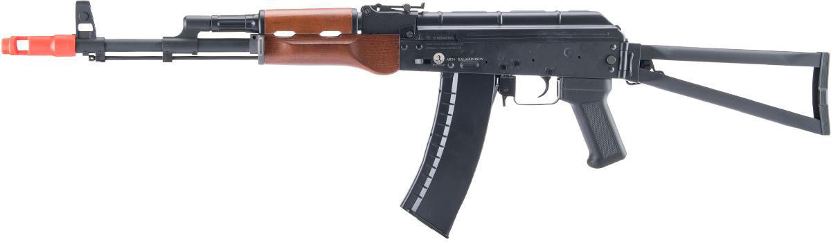 Cybergun ICS Kalashnikov Licensed AKS-74 Airsoft AEG Rifle w/ Real Wood Furniture, Black/Wood