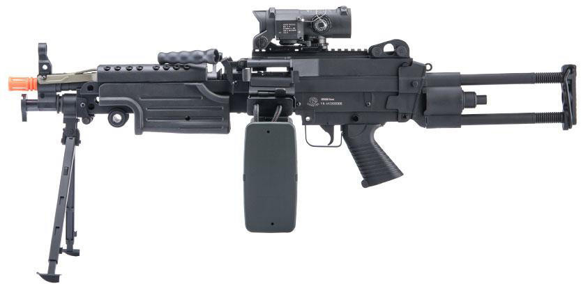 Cybergun FN Licensed "Middleweight" M249 SAW Machine Gun Airsoft Rifle, Black