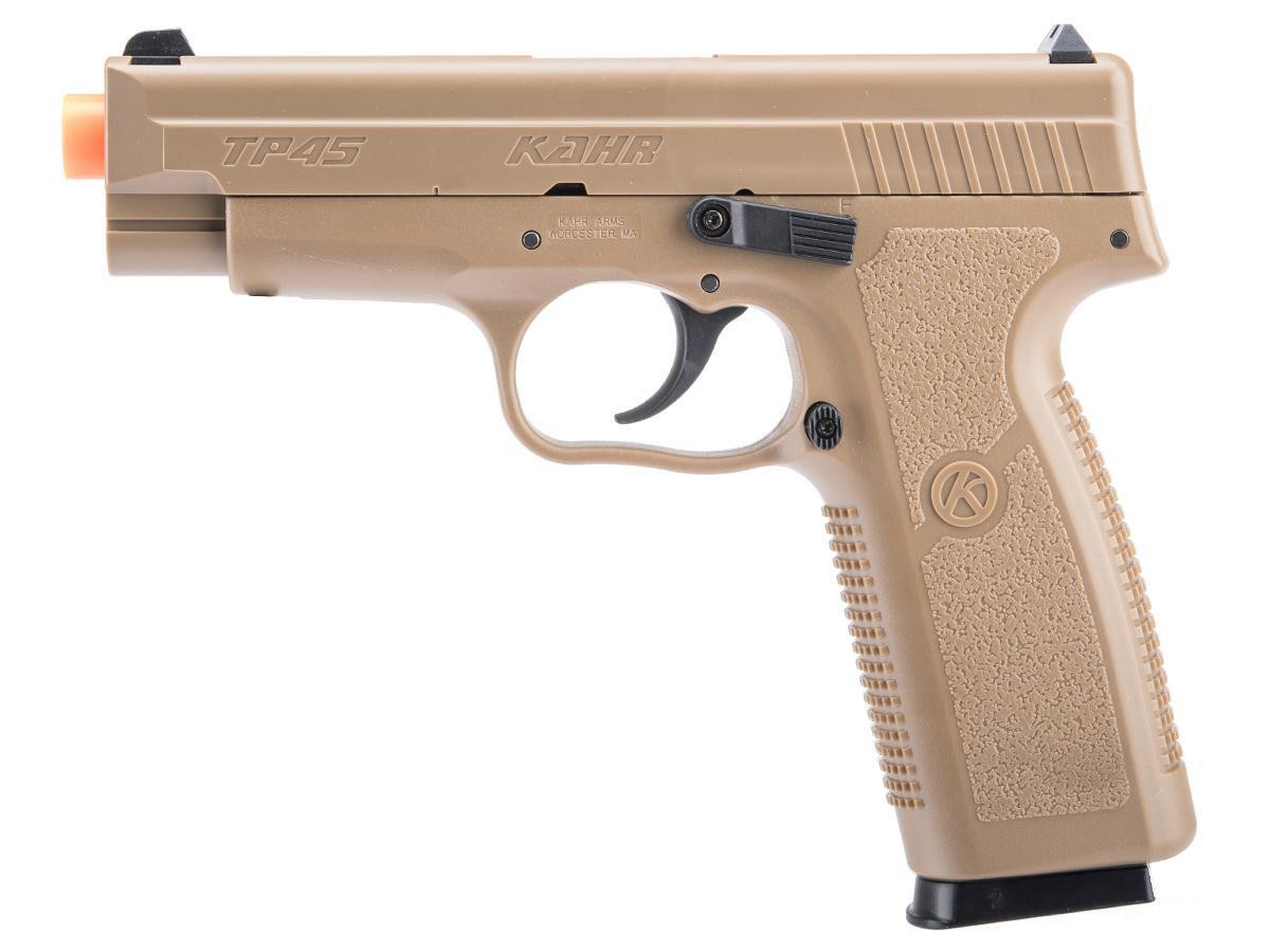 Cybergun KAHR Arms Licensed TP45 Full Size Spring Airsoft Pistol, Tan