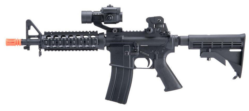 Cybergun S&T Colt Licensed Full Metal M4 CQB-R Gas Blowback Airsoft Rifle, Black