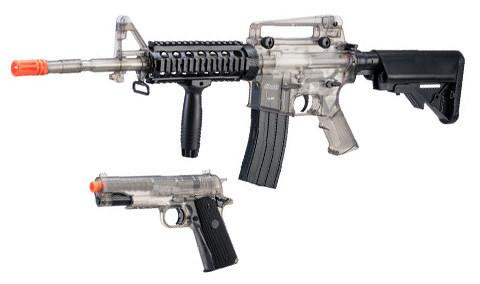 Cybergun Sig Sauer Licensed Patrol Rifle Entry Level AEG and 1911 Pistol Airsoft Kit, Clear