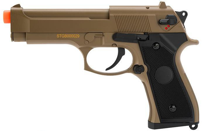 CYMA Full Auto Select Fire M9 Airsoft AEP Pistol Package, Tan