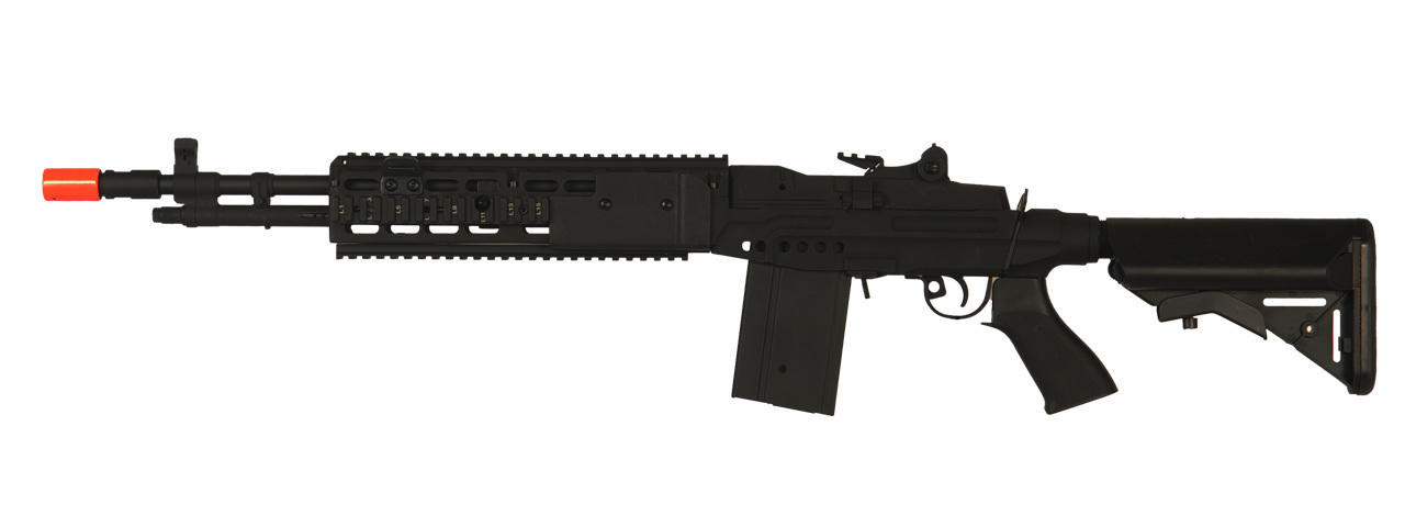 CYMA M14 EBR RIS Crane Stock Full Metal Black Airsoft AEG Rifle, Black