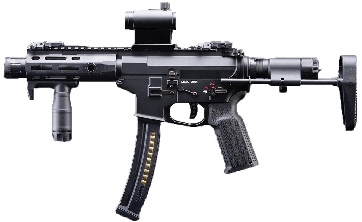 CYMA Platinum 9mm Style "Rapid Strike" Pistol Caliber Carbine PDW Airsoft Rifle, Black