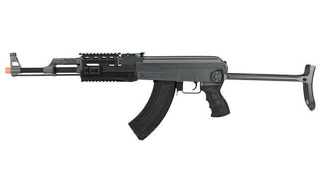CYMA Sport AK47S RIS w/ Metal Gearbox & Metal Underfold Stock AEG Airsoft Rifle, Grey/Black