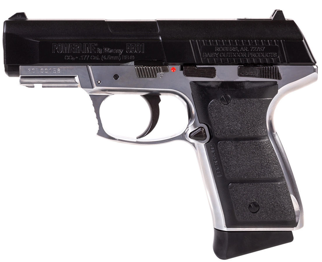 Daisy Powerline 5501 CO2 Powered 0.177 Cal Airgun, Silver/Black