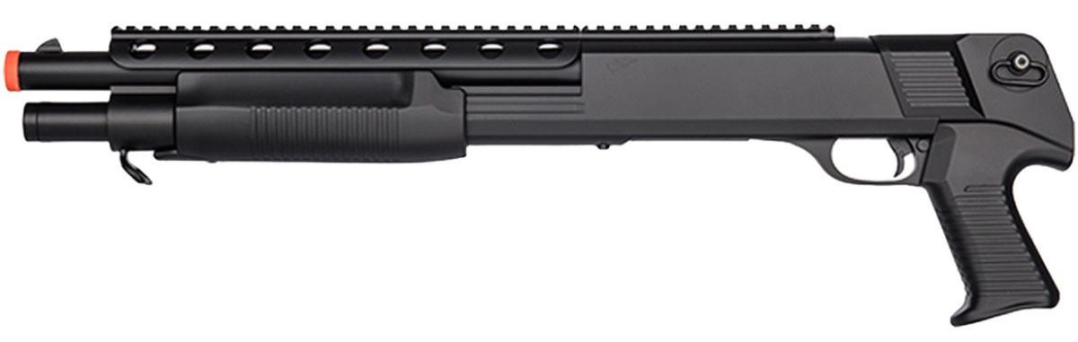 Double Eagle M309 Tactical Pump Action Springer Airsoft Shotgun, Black