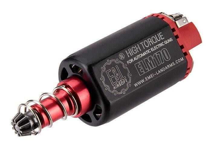 E&L Airsoft M170 High Torque Long Type Motor, Black / Red