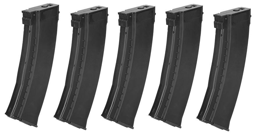 E&L AK74N 120rds Mid-cap Magazine 5 Pack, Black