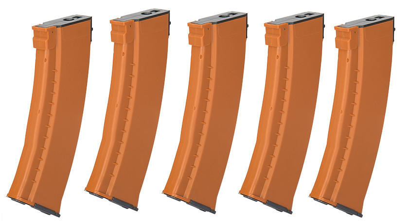 E&L AK74N 120rds Mid-cap Magazine 5 Pack, Orange