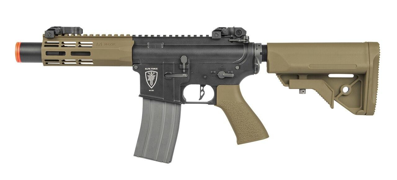 Elite Force M4 CQC AEG Airsoft Rifle, Black/FDE