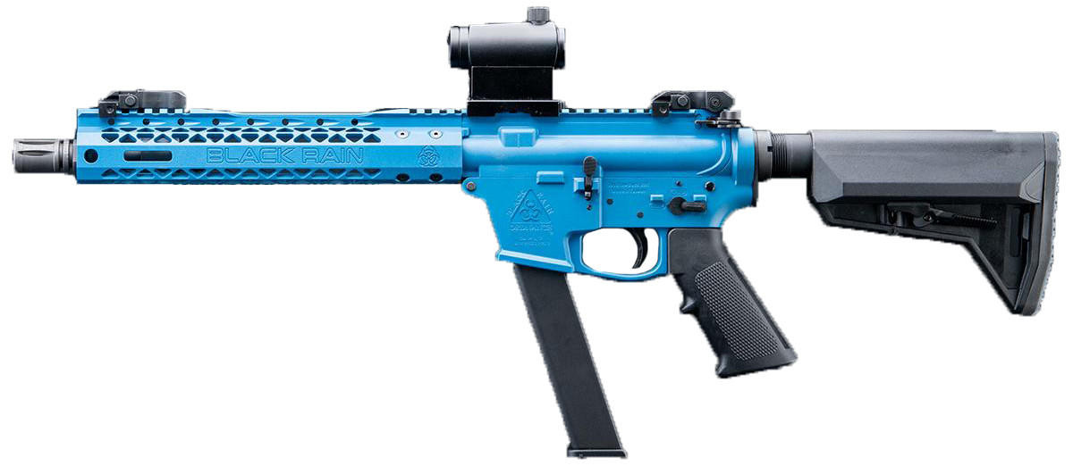 EMG Black Rain Ordnance BRO 9mm Style Carbine Gas Blowback Airsoft Rifle, Blue