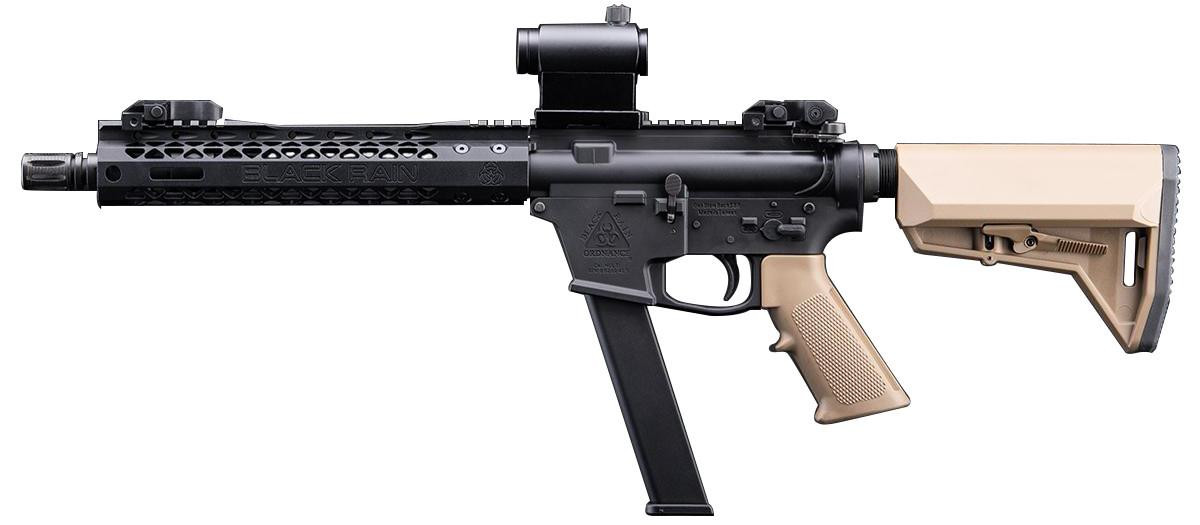 EMG Black Rain Ordnance BRO 9mm Carbine GBB Airsoft Rifle, Black/Tan