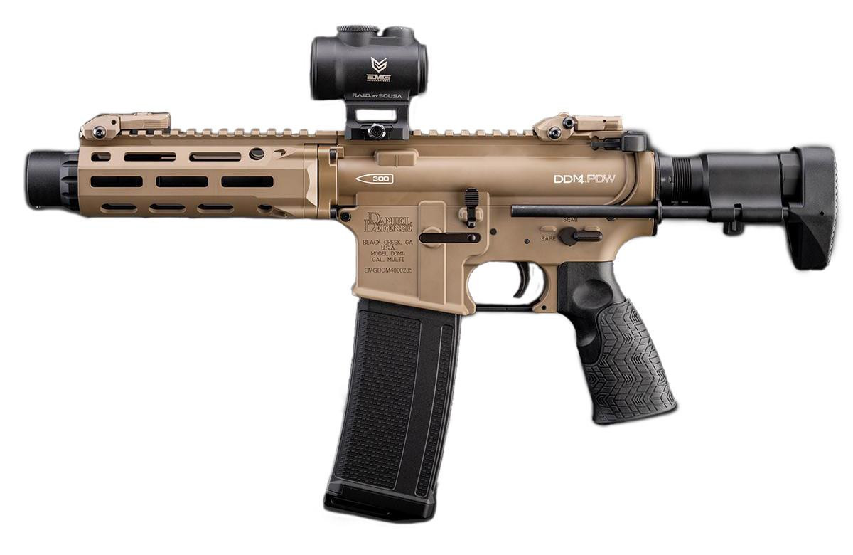 EMG Daniel Defense DDM4 PDW Airsoft AEG Rifle w/ CYMA Platinum Gearbox, FDE