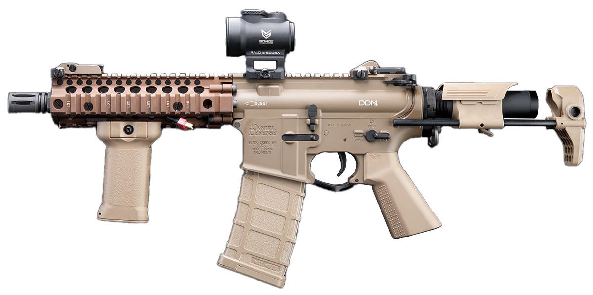 EMG Daniel Defense Licensed Lite-S DDM4 Dagger RISII-7 B.R.S.S. Airsoft AEG Rifle, Tan