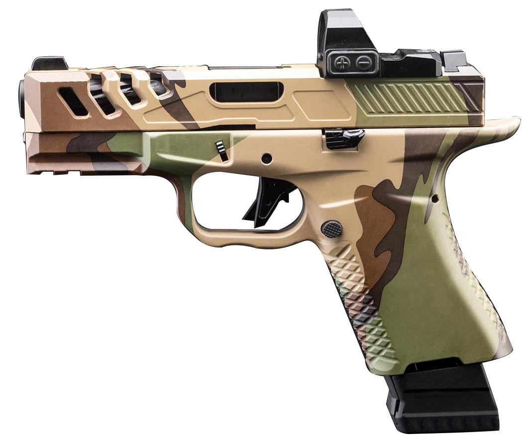 EMG F-1 Firearm Licensed BSF-19 Optics Ready CO2 GBB Airsoft Pistol, Woodland