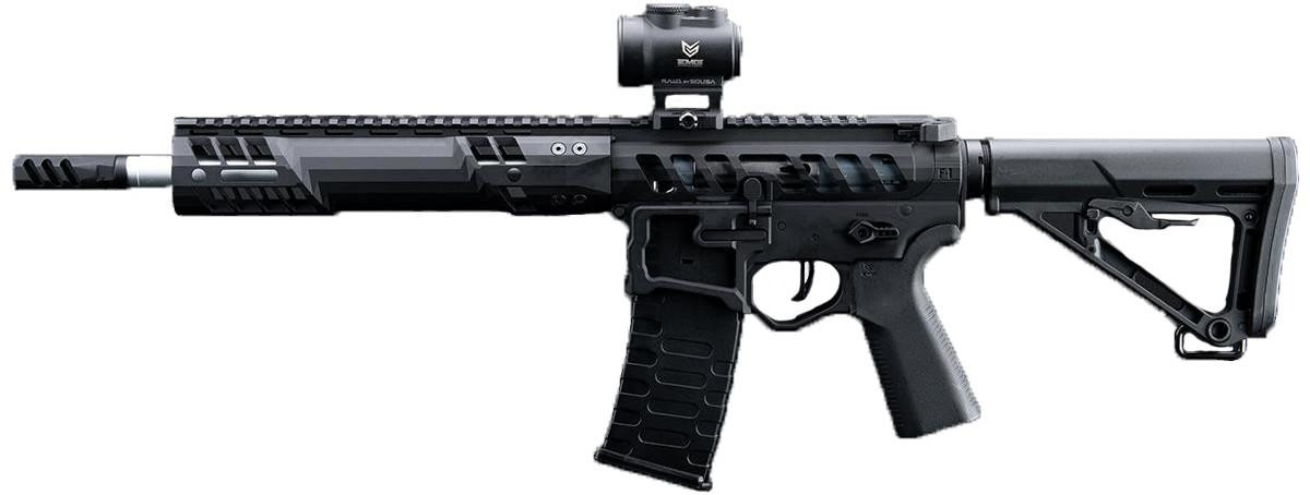 EMG F-1 Firearms UDR-15 Skeletonized AR-15 eSilverEdge Airsoft AEG Rifle w/ C7M M-LOK Handguard, Bla