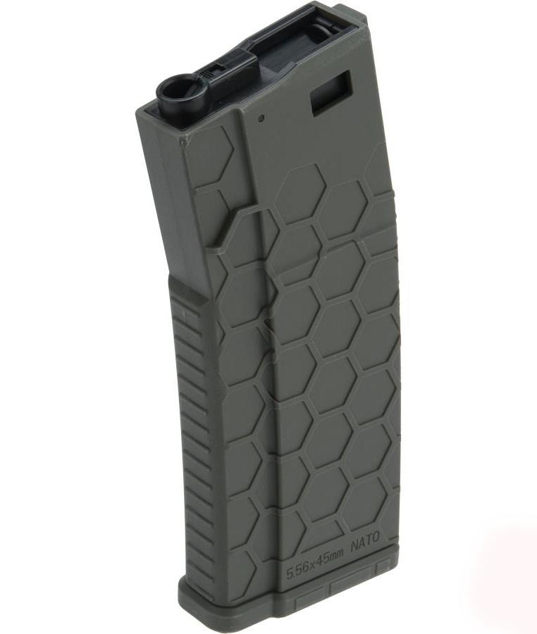 EMG Helios Hexmag Polymer 300rd High-Cap Flashmag for M4/M16 Series Airsoft Rifles, OD Green