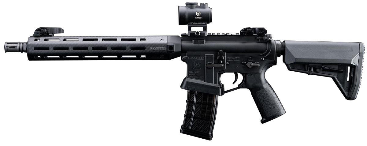 EMG Lancer L15 AEG 12" Airsoft Rifle w/ Carbon Fiber Handguard, Black