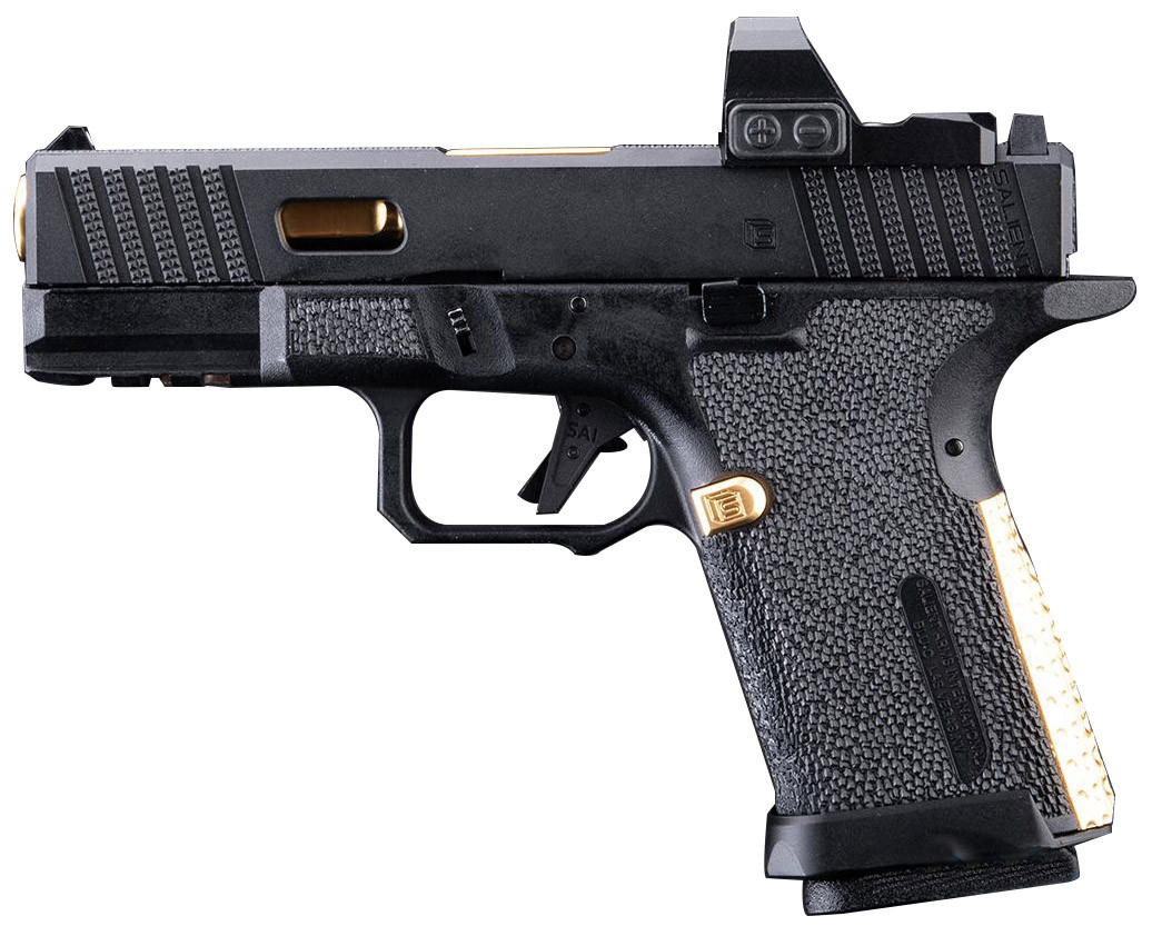 EMG SAI BLU Compact w/ Gold Barrel & RMR Cut Green Gas GBB Airsoft Pistol, Black