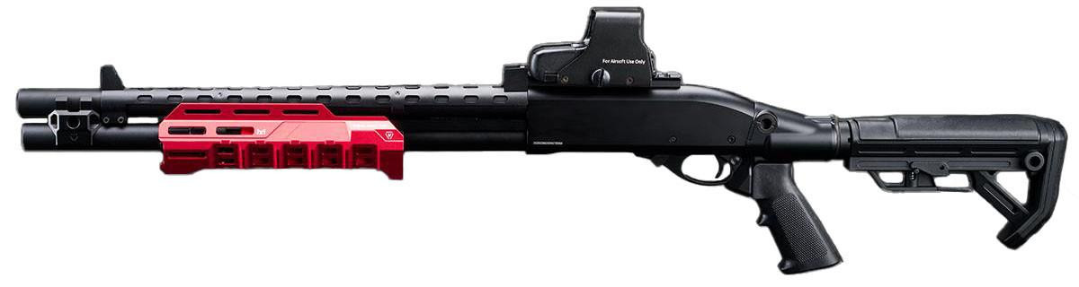 EMG Strike Industries Licensed M870 CO2 Pump Action Airsoft Shotgun, Black/Red