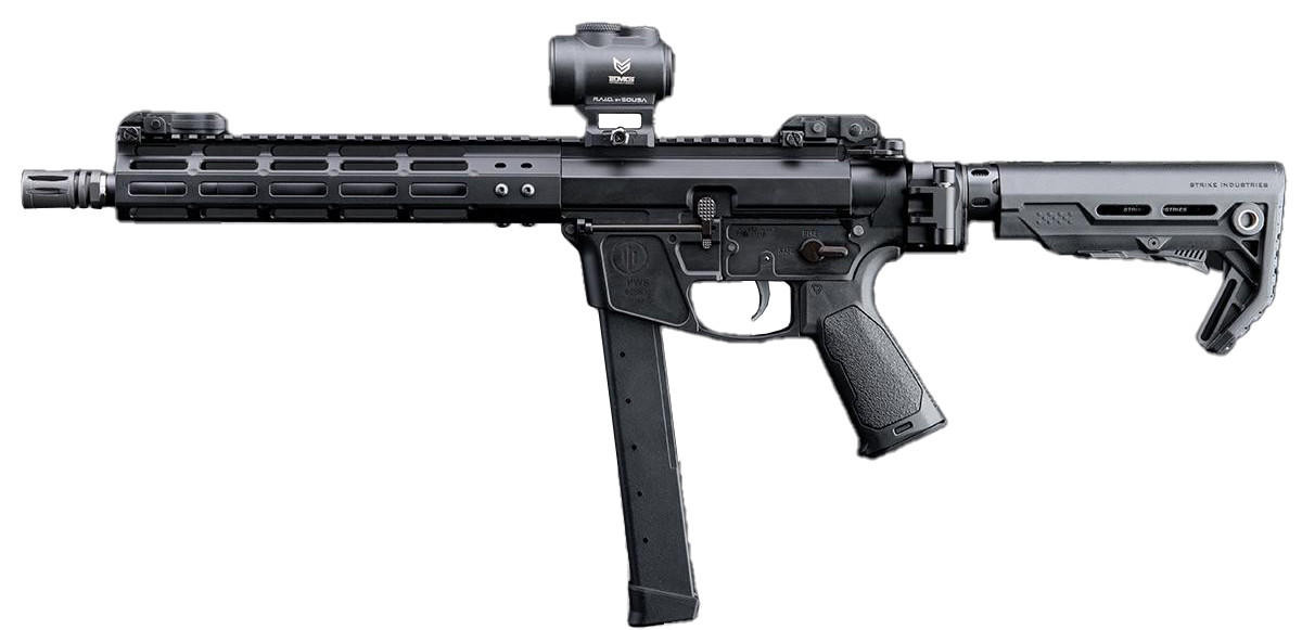 EMG Strike Industries x PWS Licensed 9mm Style Carbine 10" M-LOK Airsoft AEG Rifle w/ Folding Stock,