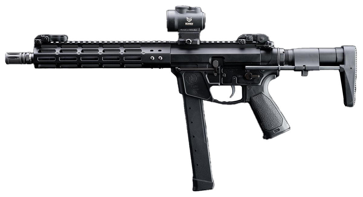 EMG Strike Industries x PWS Licensed 9mm Style Carbine 10" M-LOK Airsoft AEG Rifle w/ PDW Stock, Bla