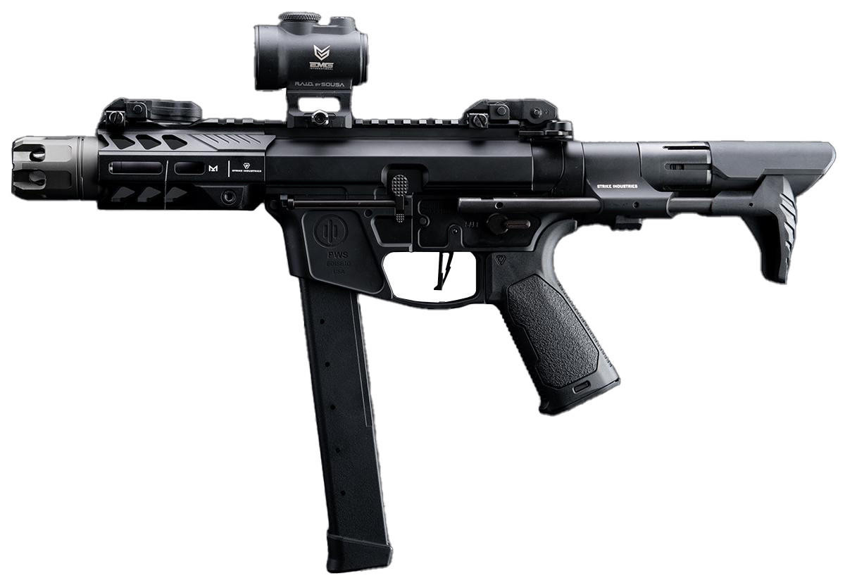EMG Strike Industries x PWS Licensed 9mm Style Carbine 4" CQB Airsoft AEG Rifle w/ Viper PDW Stock,