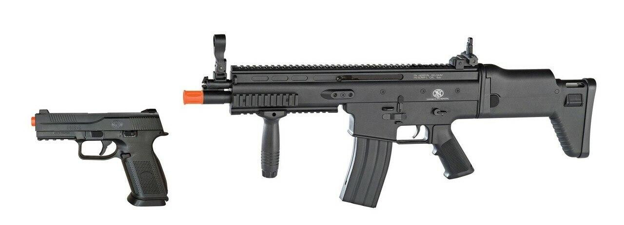 FN Herstal SCAR-L Spring Rifle & FNS-9 Spring Pistol Airsoft Kit, Black
