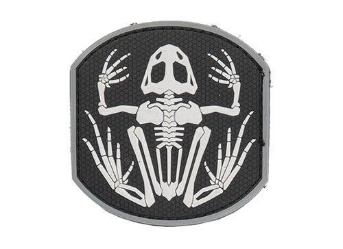 Frog Skeleton PVC Patch, Black & White